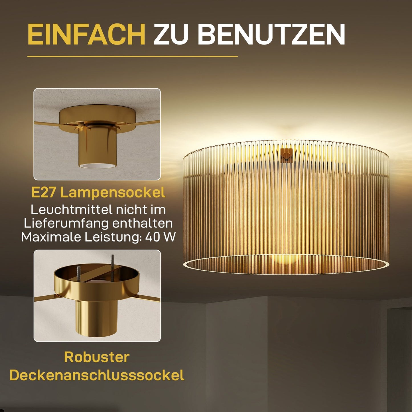 Ceiling Lamp, Acrylic Shade, Metal, Halogen/LED Compatible