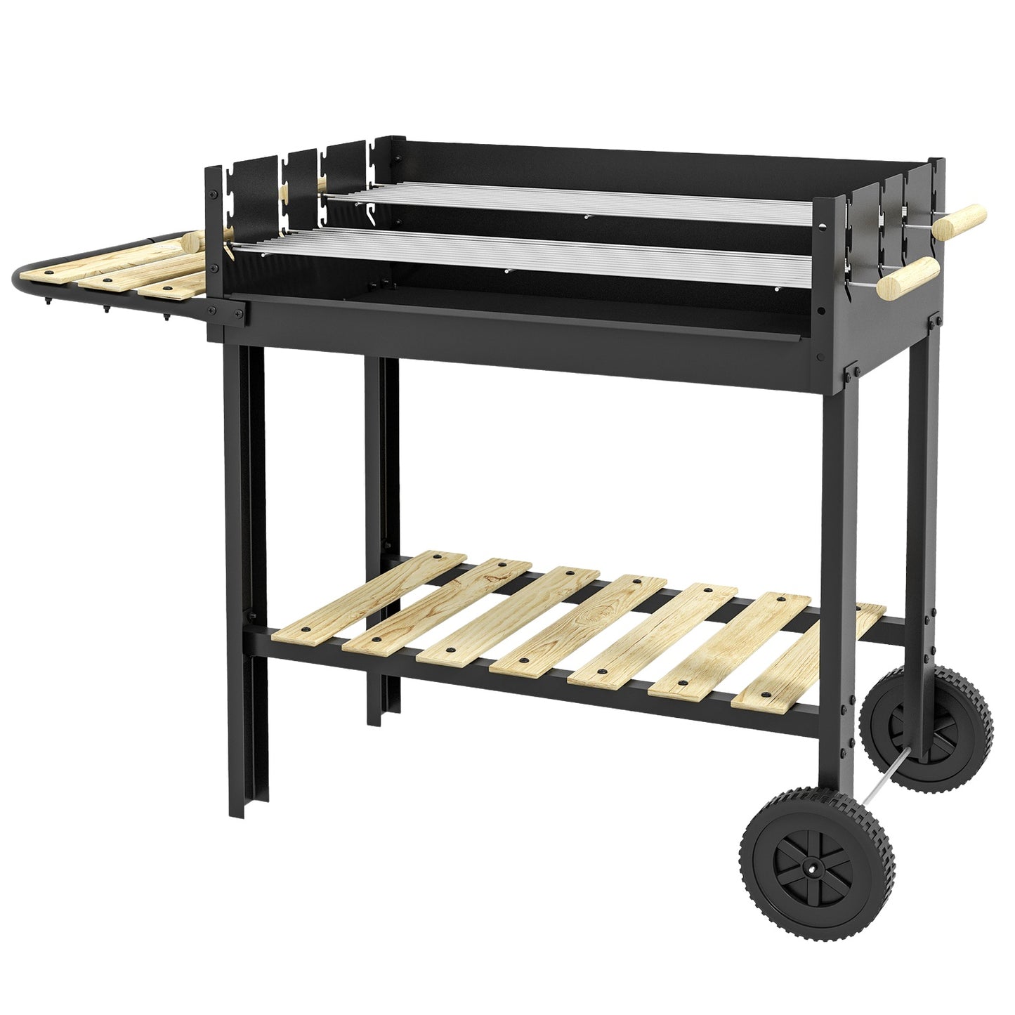 Charcoal grill, double grates, shelf and handle, 113x53.5x82.5 cm