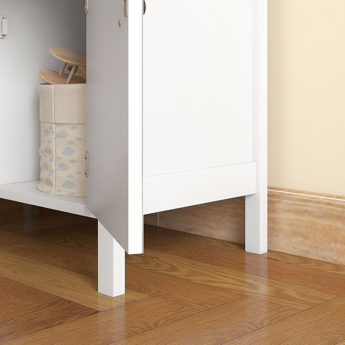 White chest of drawers - 2 drawers, 3 compartments, tilt protection