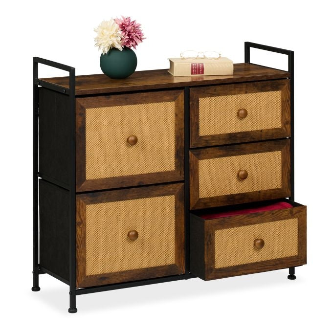 Chest of 5 drawers in rattan look