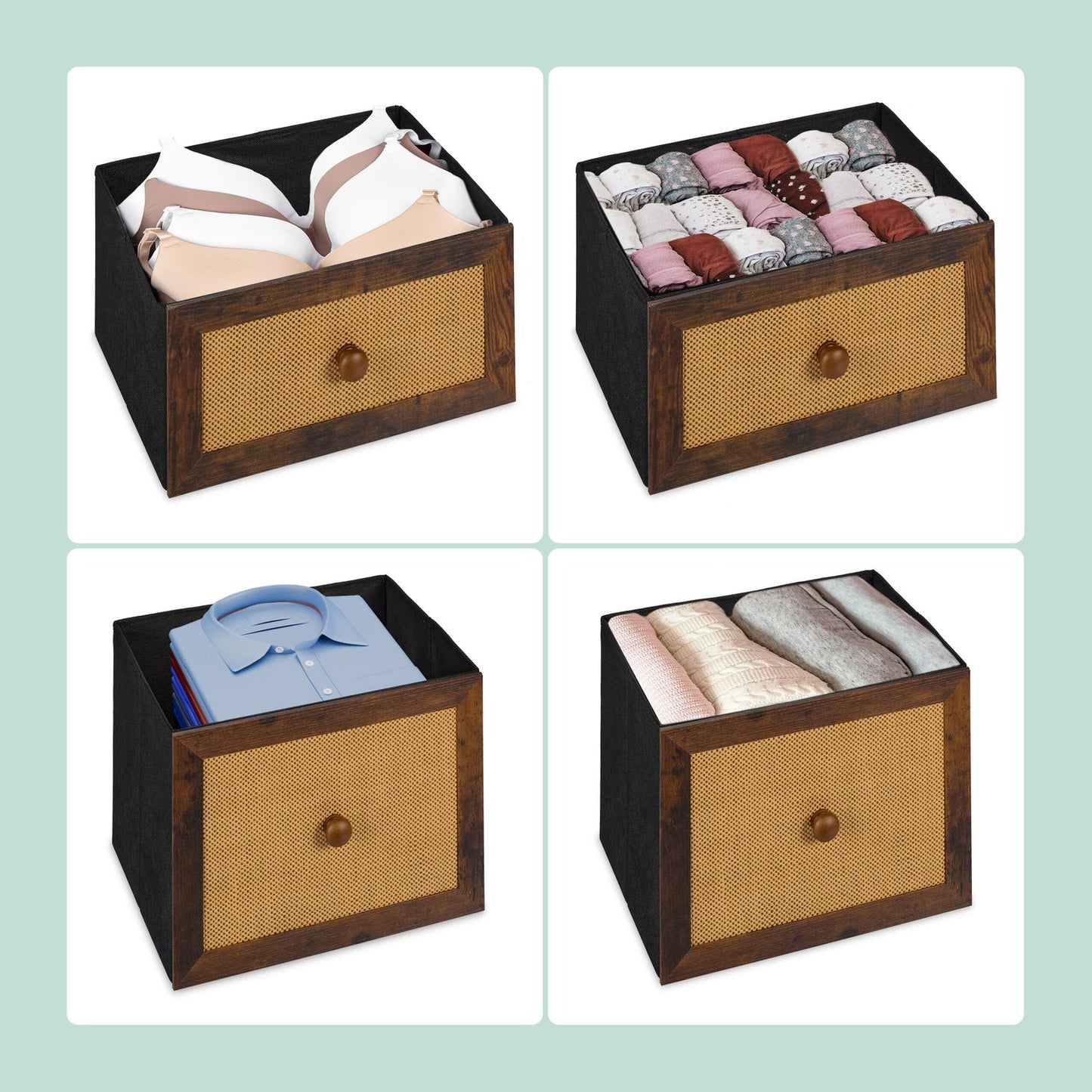 Chest of 5 drawers in rattan look
