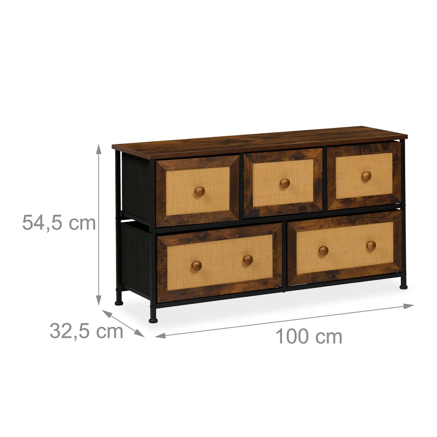 Chest of 5 drawers in rattan look