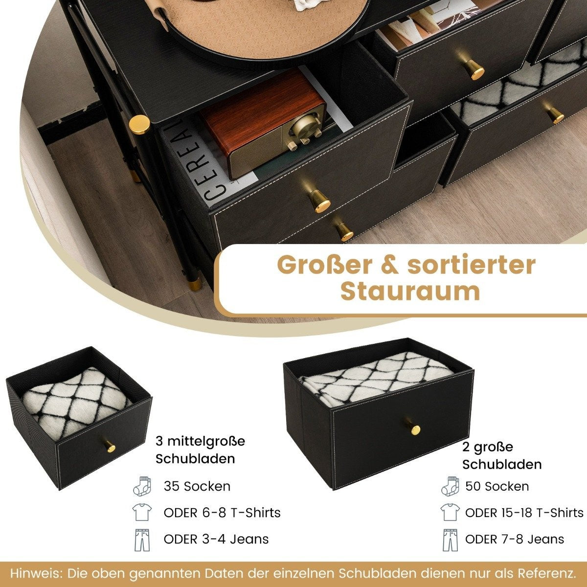 Chest of drawers for bedroom with 5 drawers wide fabric chest of drawers with metal frame 100 x 30 x 58.5 cm black