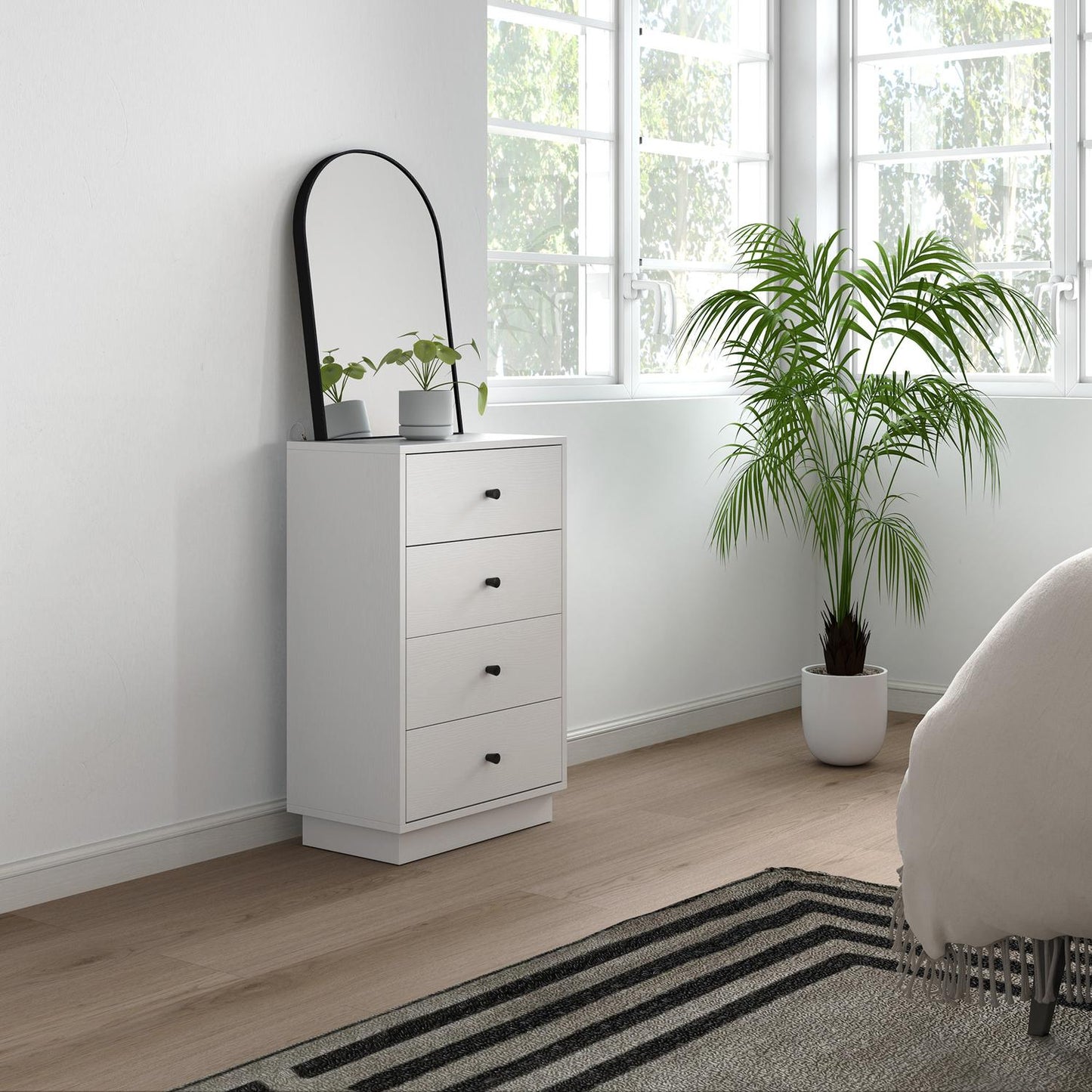 White wooden chest of drawers - Modern storage cabinet