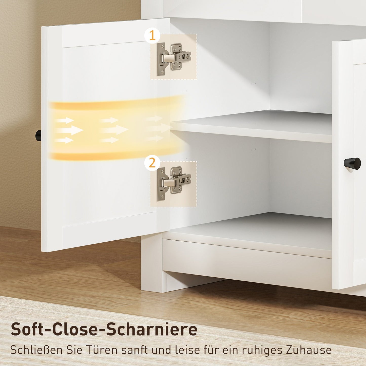 White Sideboard with Drawers and Adjustable Shelf