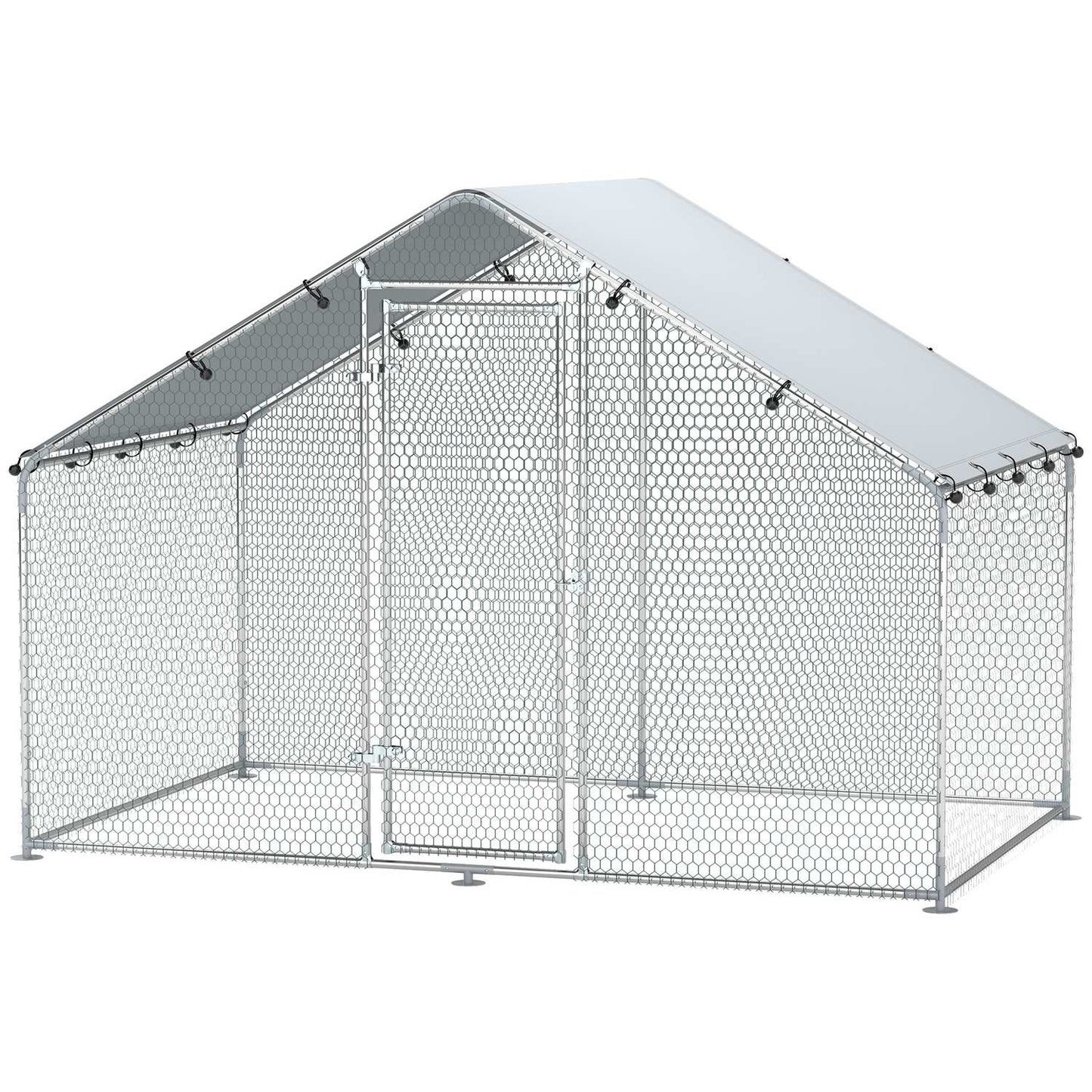 Chicken house in galvanized steel with waterproof roof, 3x1.7x1.9 m