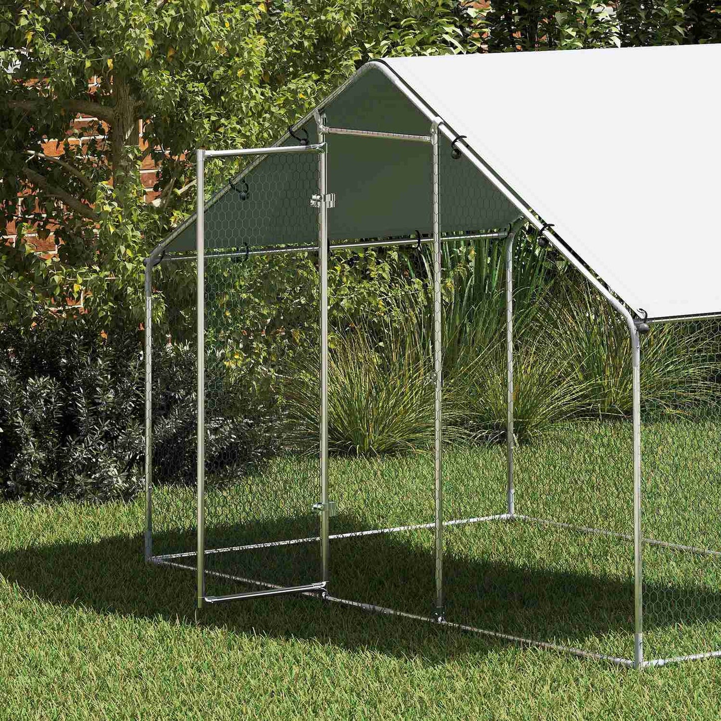 Chicken house in galvanized steel with waterproof roof, 3x1.7x1.9 m
