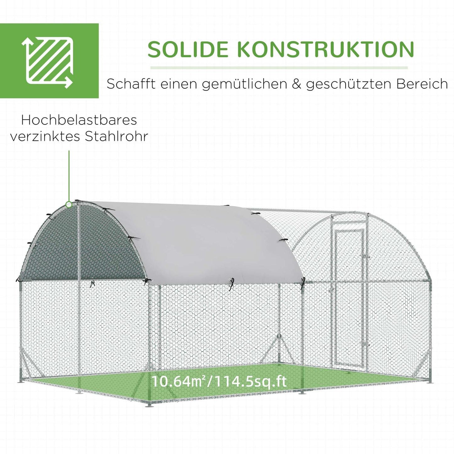 Outdoor steel chicken house with UV protection, door - Fits 6-12 chickens