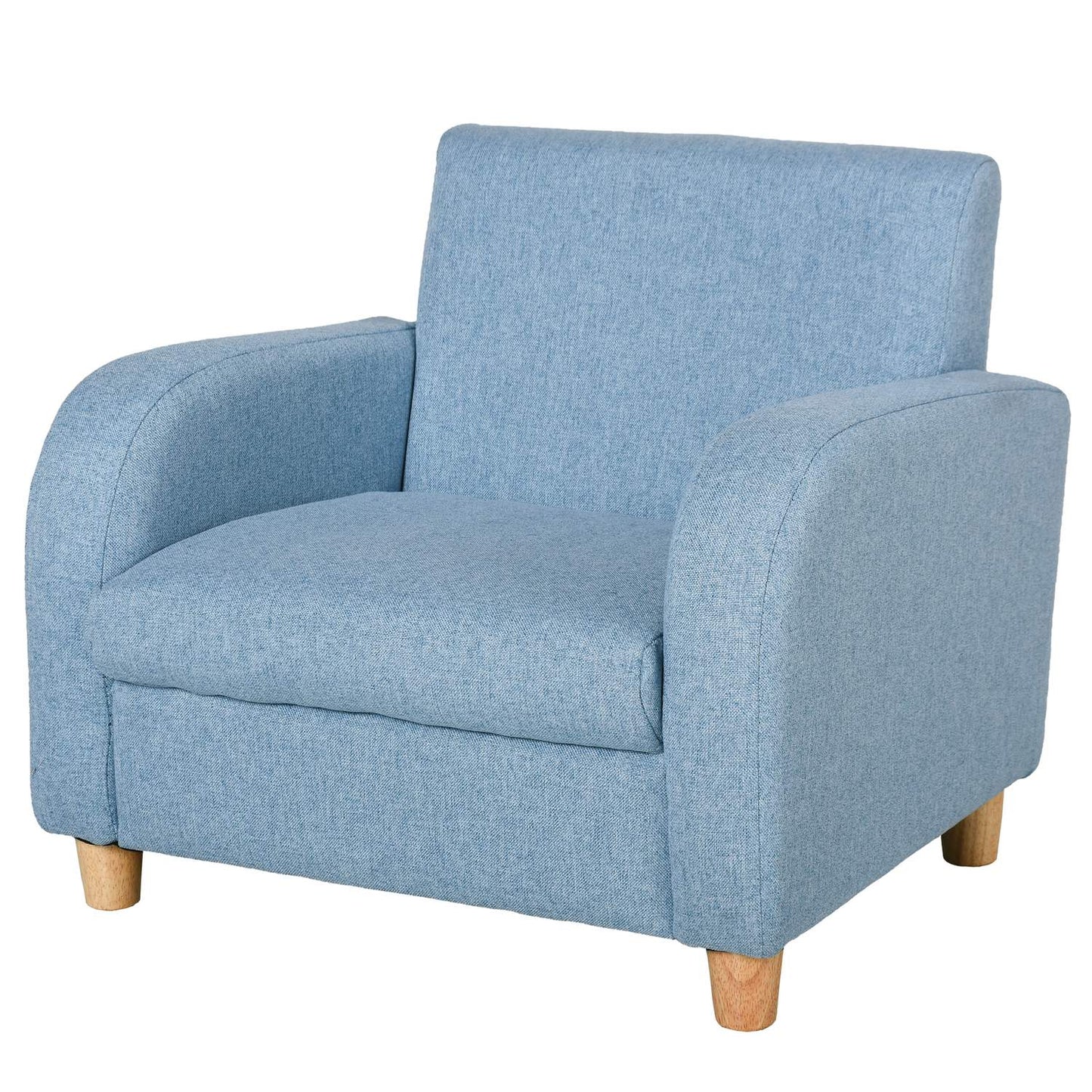 Blue armchair sofa for children with cushion, non-slip feet