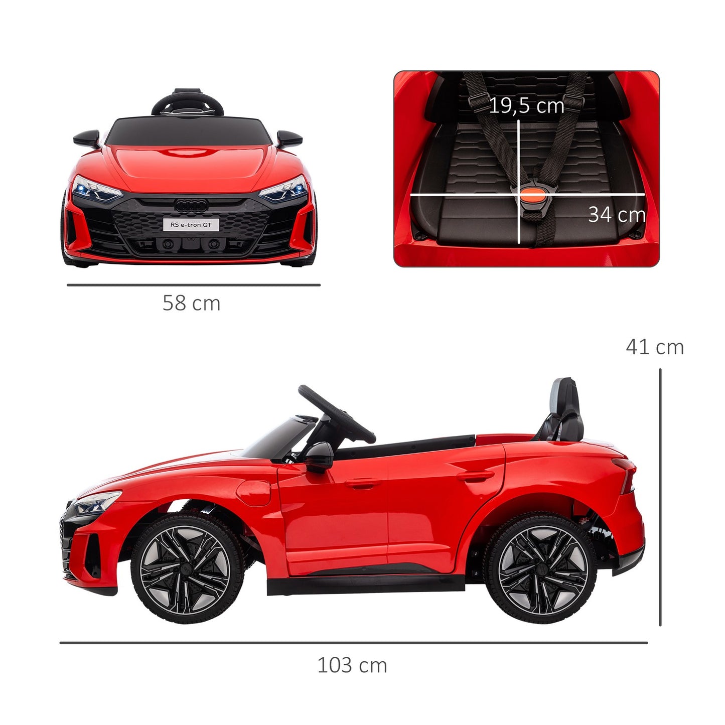 Electric riding car, remote control, music, light, ages 3-5, red