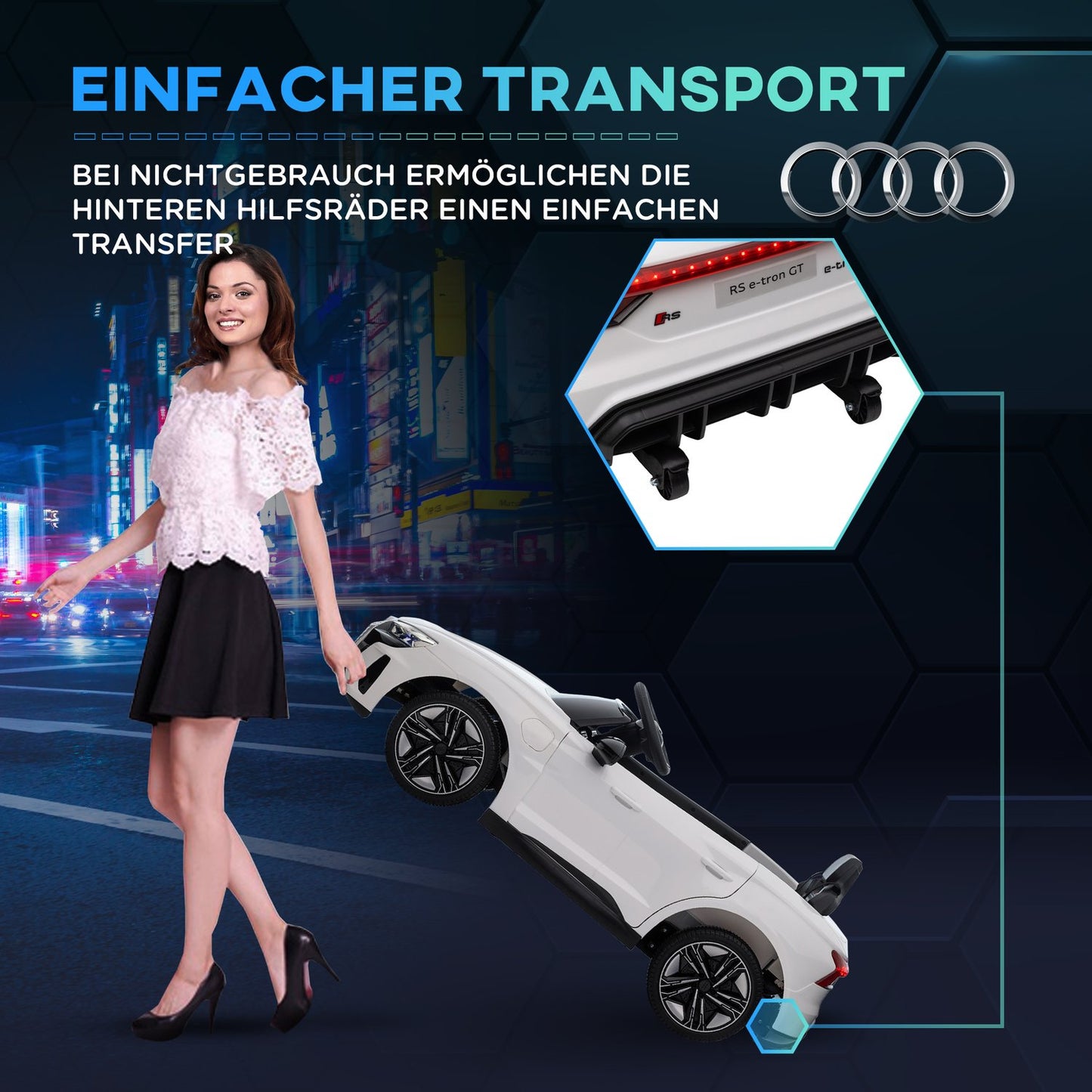 Electric car for children with remote control & music, 3-5 years, white