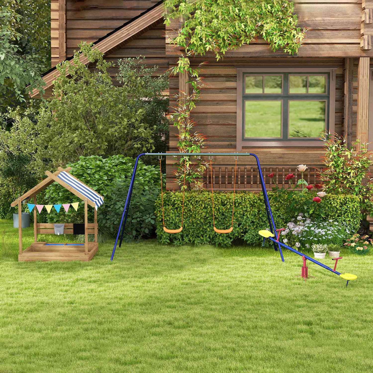 Steel garden swings for two children, 3-8 years, 2.69 m
