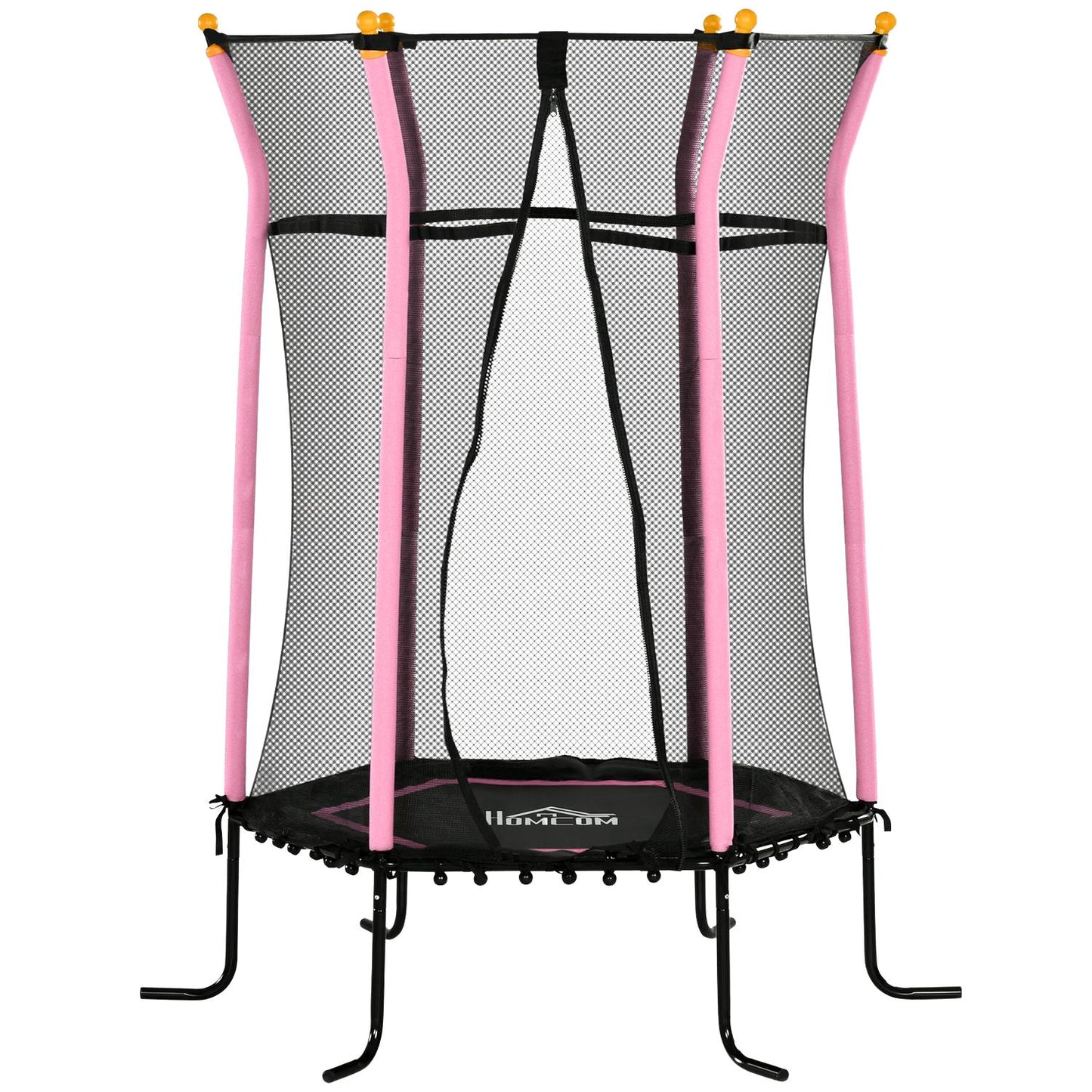 Children's 163.5 cm pink trampoline with safety net, up to 50 kg