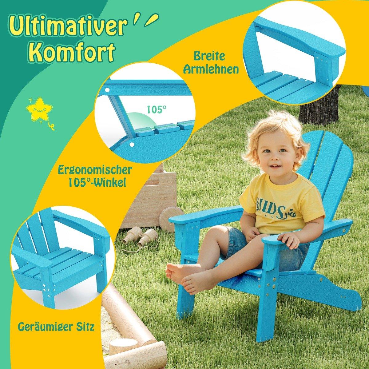 Children's Adirondack Chair, HDPE, Ergonomic Backrest