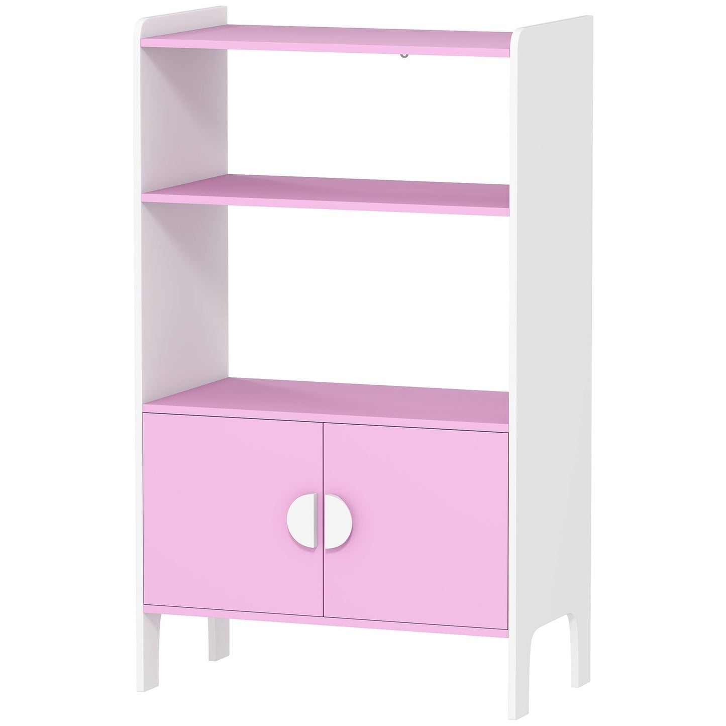 Children's Bookshelf, 2 Shelves, 2 Cabinets, Anti-Tip, MDF