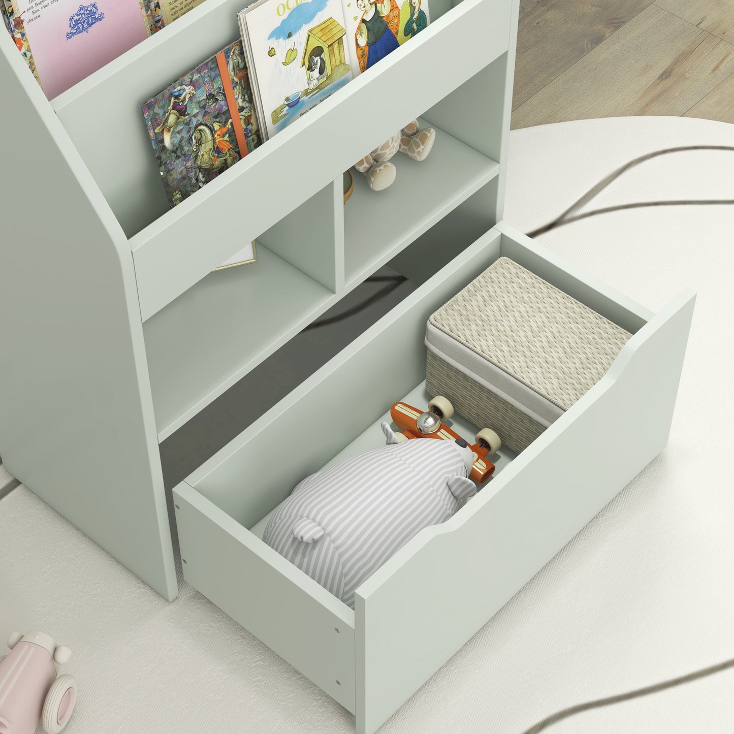Children's Bookshelf with Drawer, 60 x 30 x 90 cm, Green