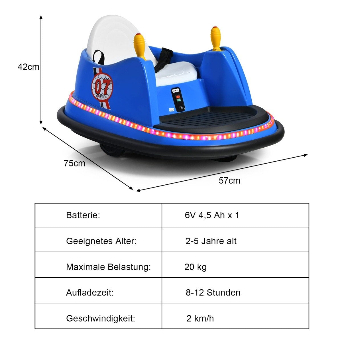 Children's Bumper Car 360 Degree Turning Circle Children's Vehicles 57 x 75 x 42 cm Blue