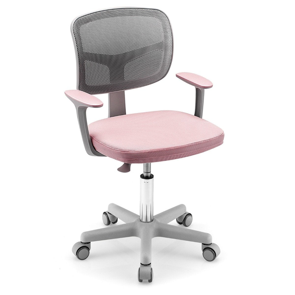 Children's Computer Chair with Adjustable Height & Self-Locking Wheels for 3-10 Years Children Pink
