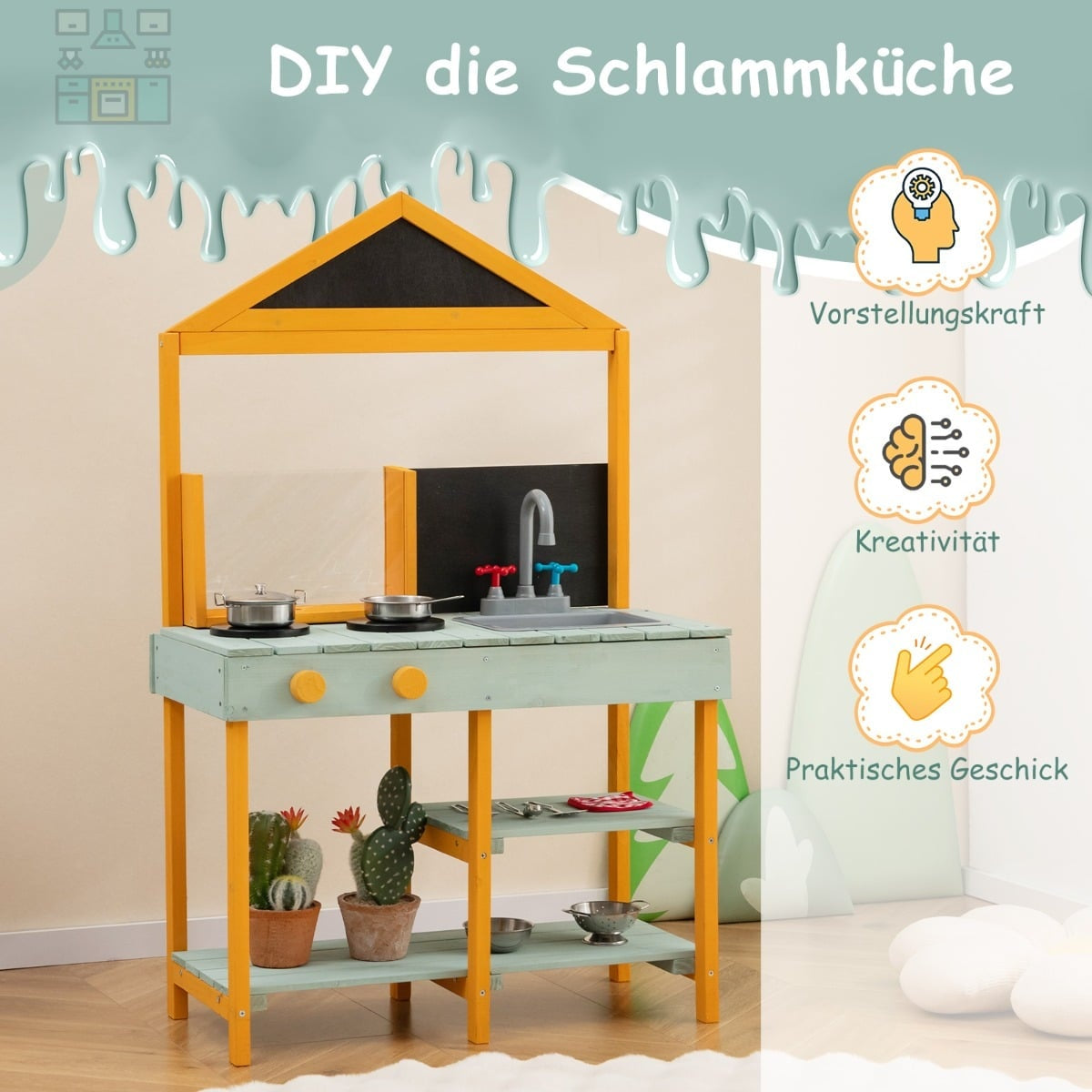 Children's Mud Kitchen with Planter and Sink