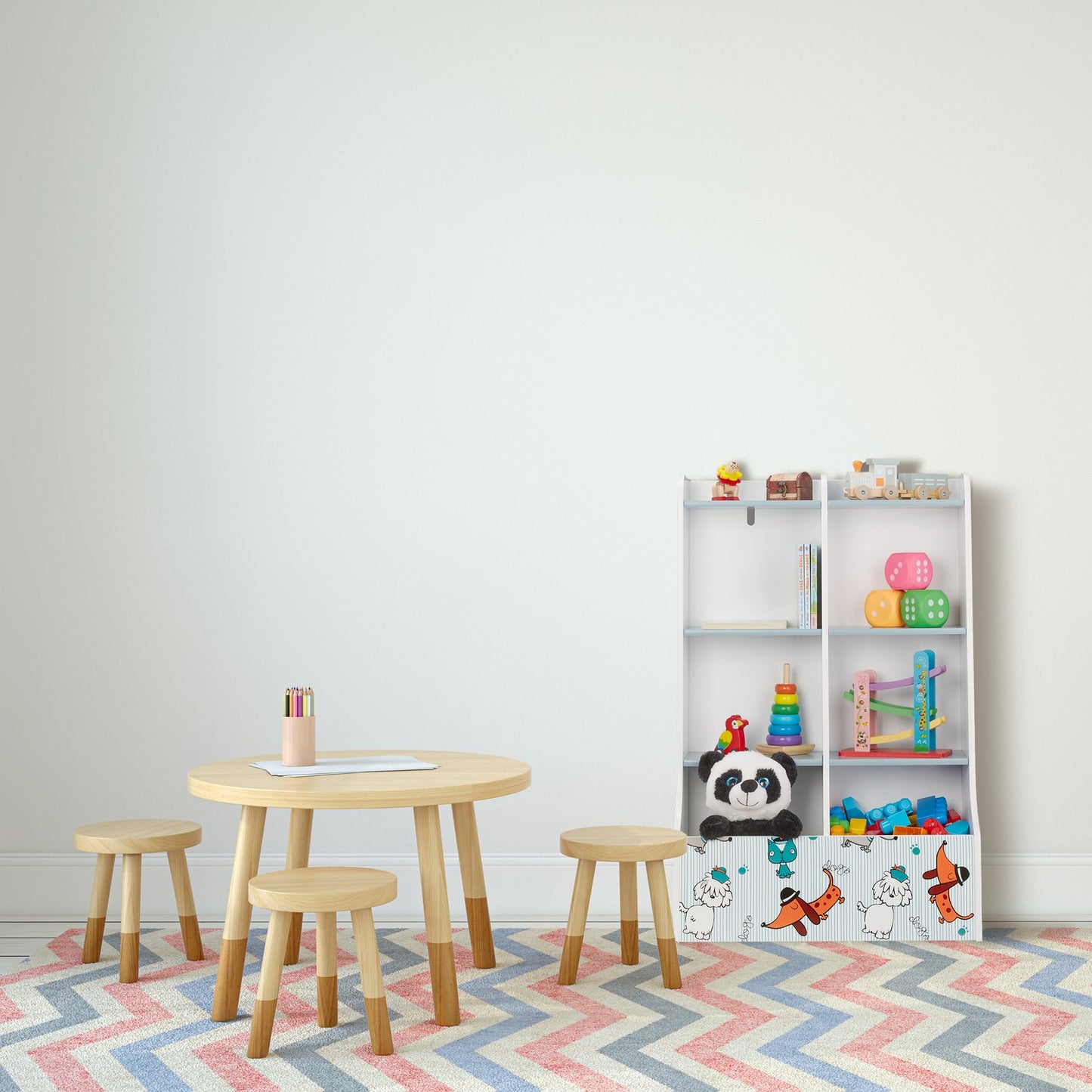 Children's Shelf with Puppies Motif