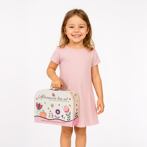 Children's Tea Set with Suitcase – 12-Piece Porcelain