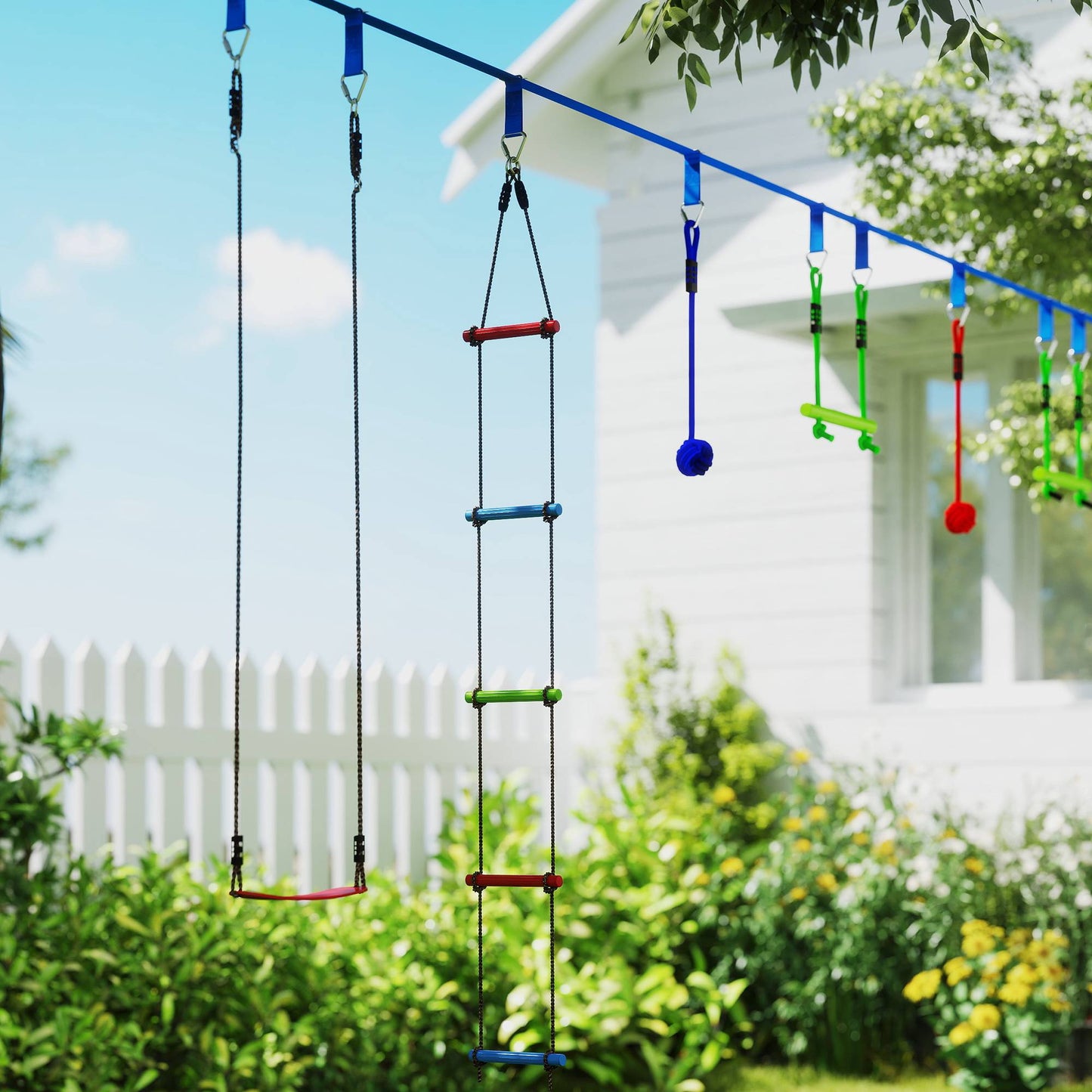 Children's Zipline Kit, 50kg Capacity, Ages 3-6, Blue