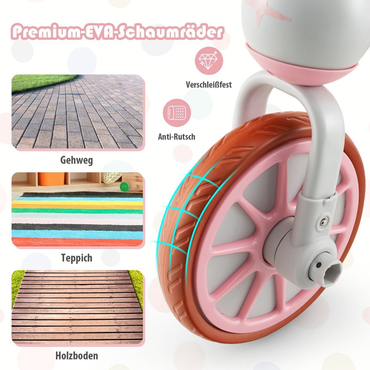 Children's bike 4-in-1 preschool bike with parent push handle 37 x 72 x 101 cm pink