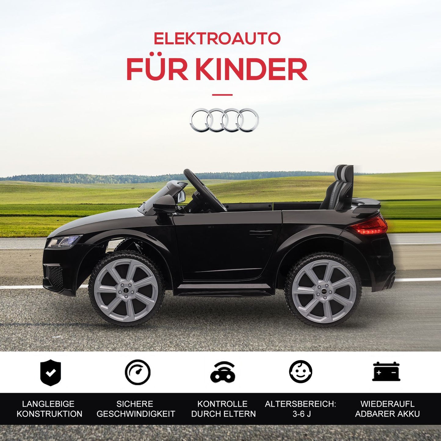 Electric ride-on car for children 3-5, 12V with remote control and music