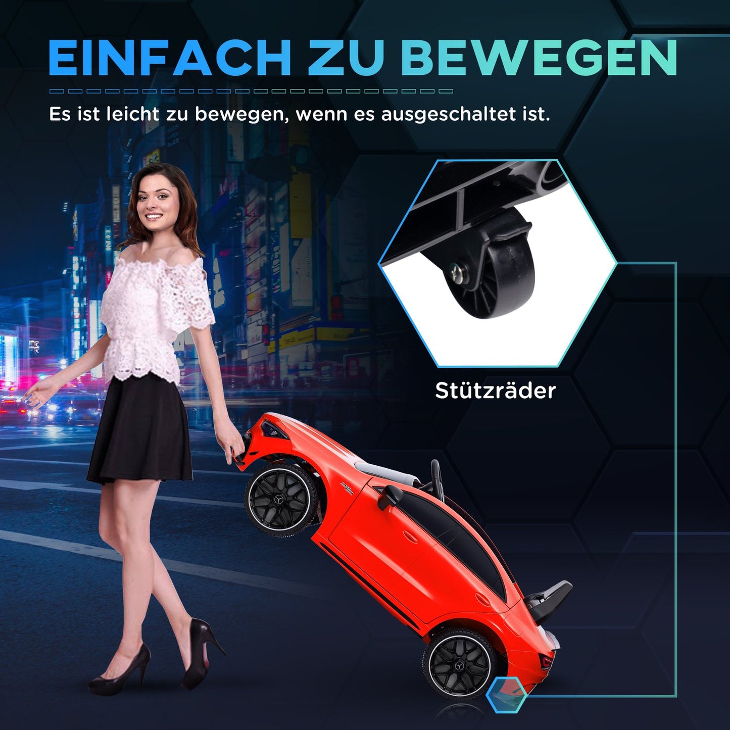 Children's 12V electric car with remote control & music, red