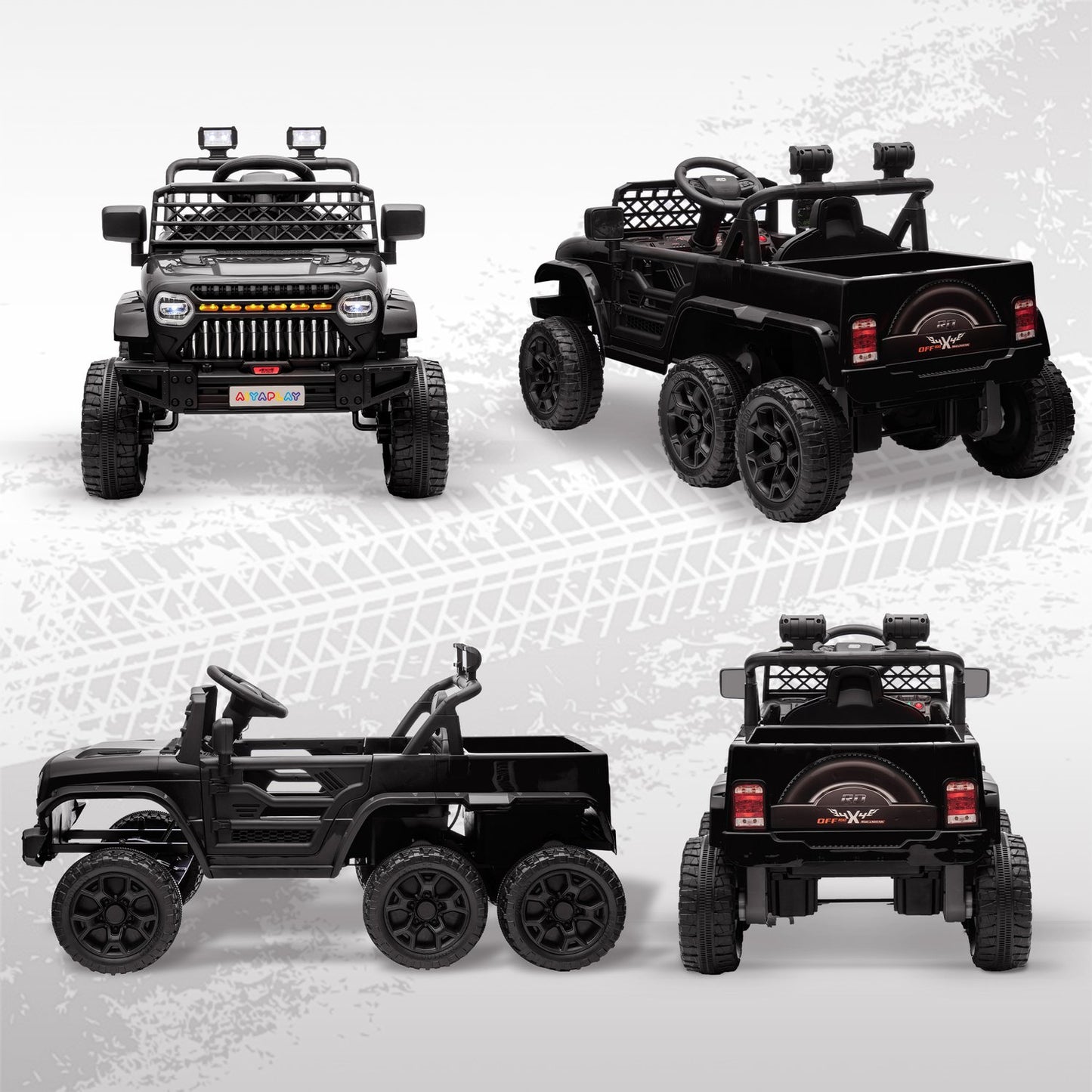 Children's 12V Electric Car, Remote Control, LED Lights, Black
