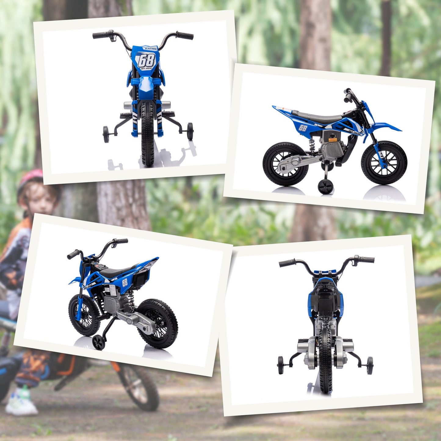 Electric motorcycle for children, 12V, music, 3-6 years, blue
