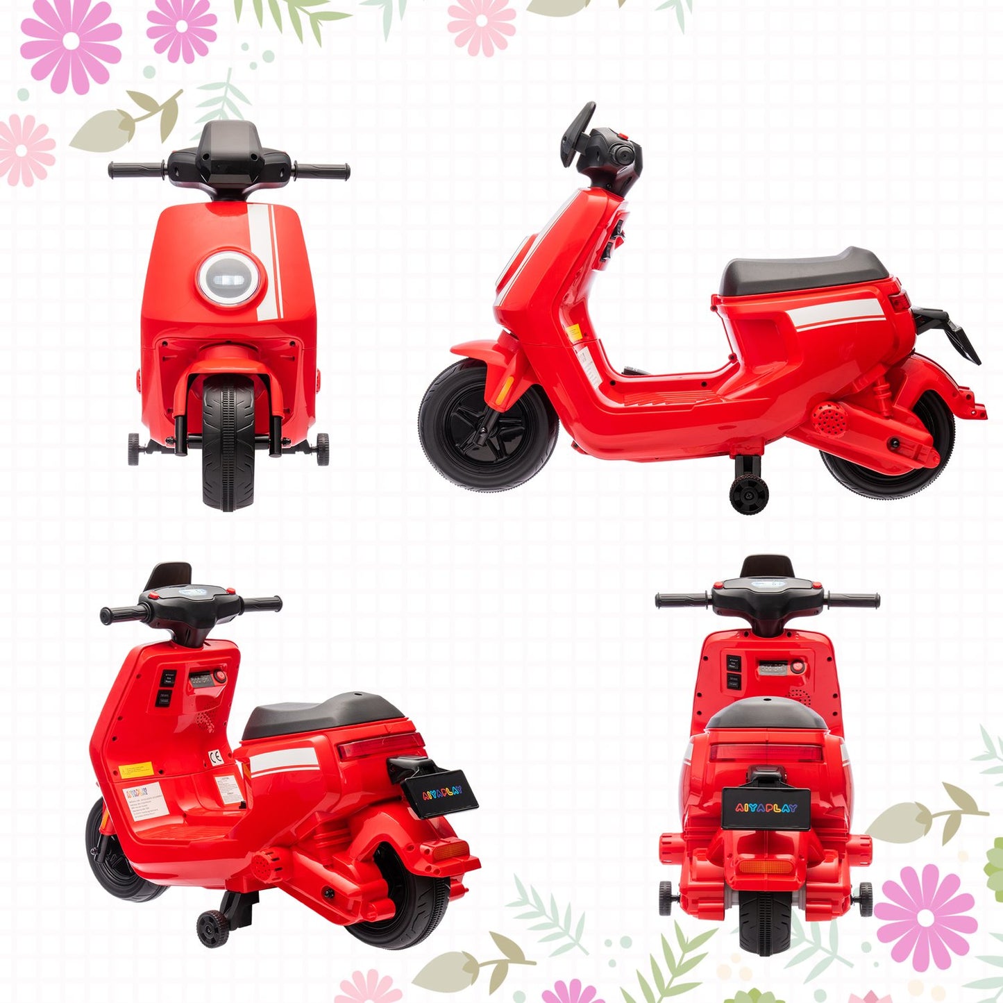 Electric motorcycle for children, 6V, music & light, red