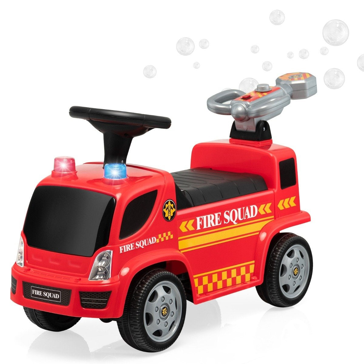 Children's fire engine with bubble gun for children aged 18-36 months red
