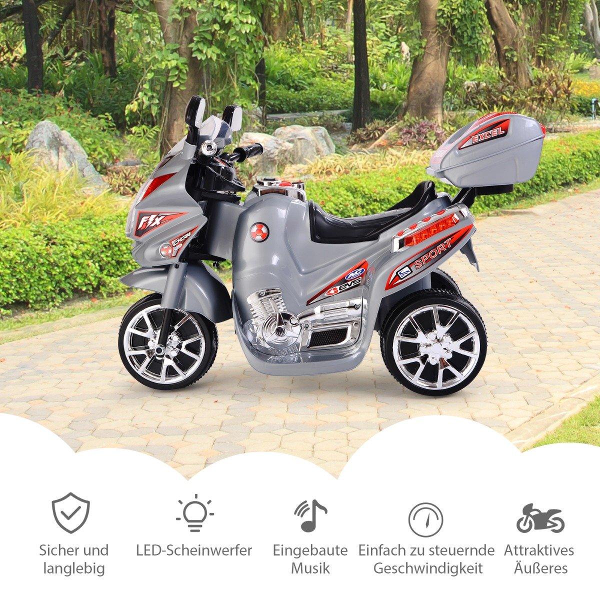 Children's motorcycle 6 V electric motorcycle with music and headlights for children gray