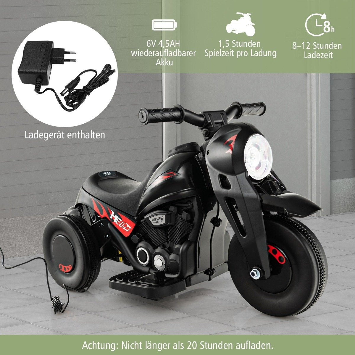 Children's motorcycle with bubble machine & music & LED headlight children's motorcycle black
