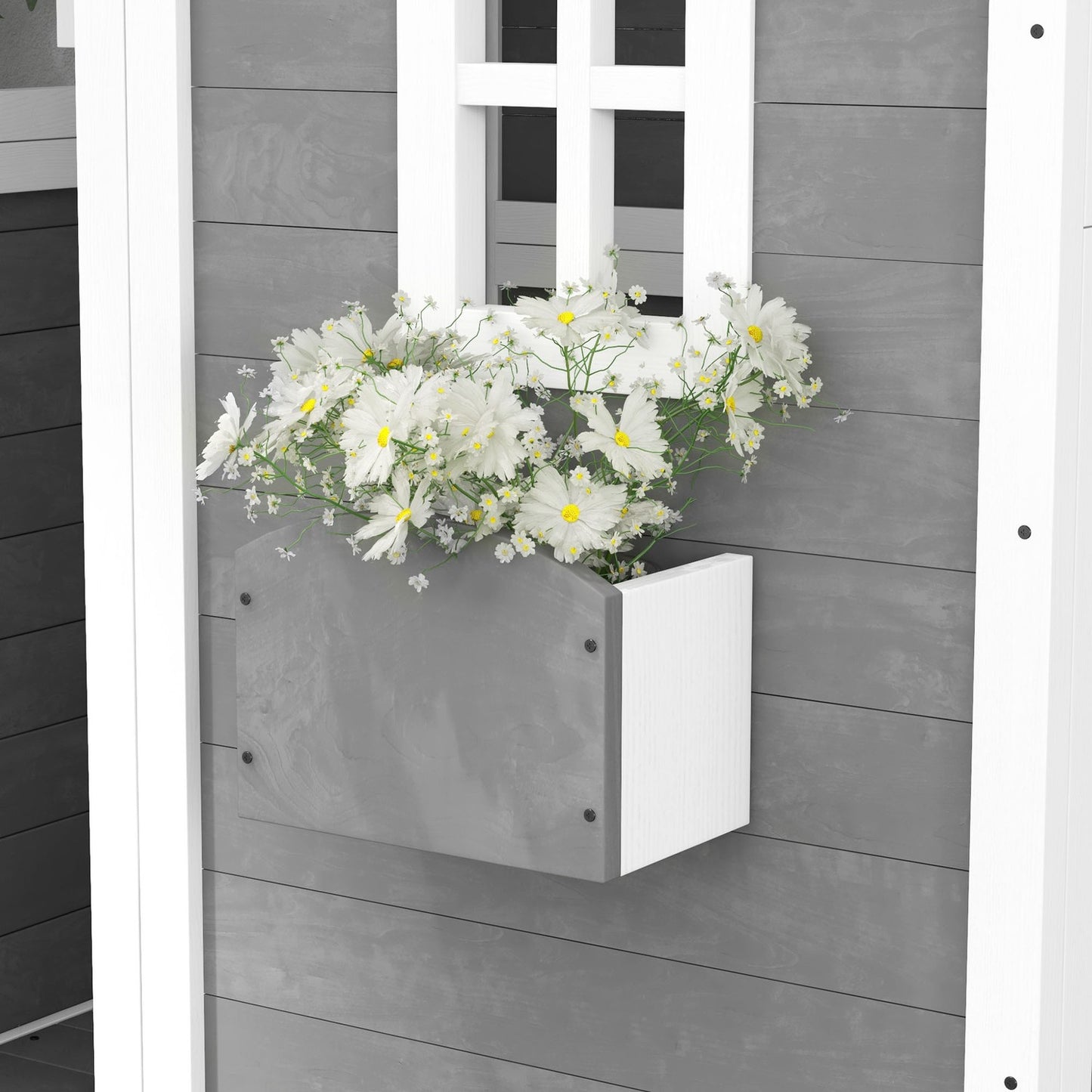 Wooden outdoor playhouse for children 3-8 years old with door and window