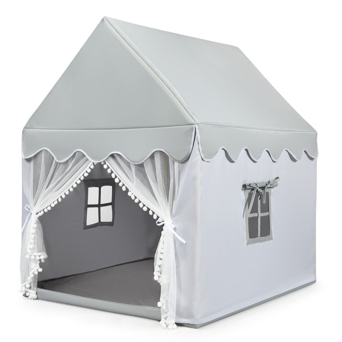 Children's playhouse playhouse with solid wood frame & cotton mattress 120 x 105 x 140 cm gray