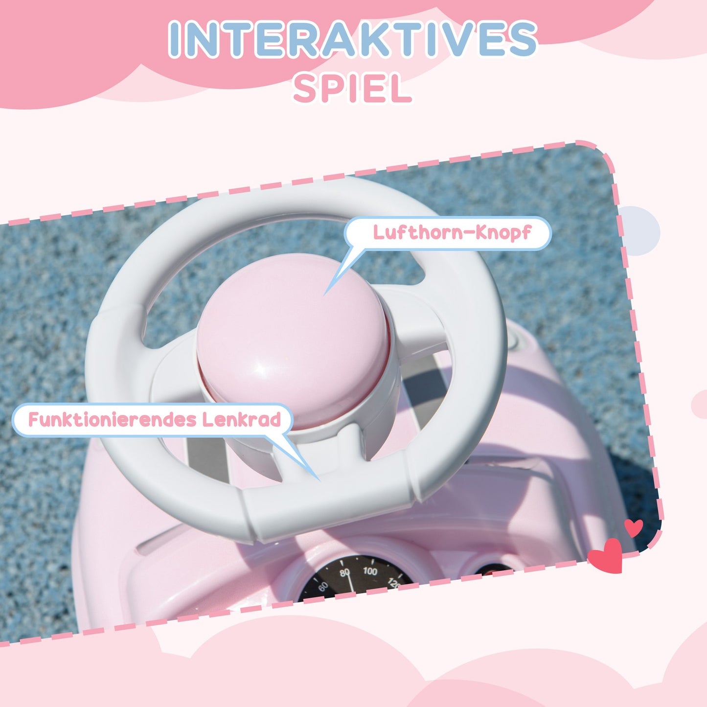 Pink children's car with anti-tip, 53x52x35 cm