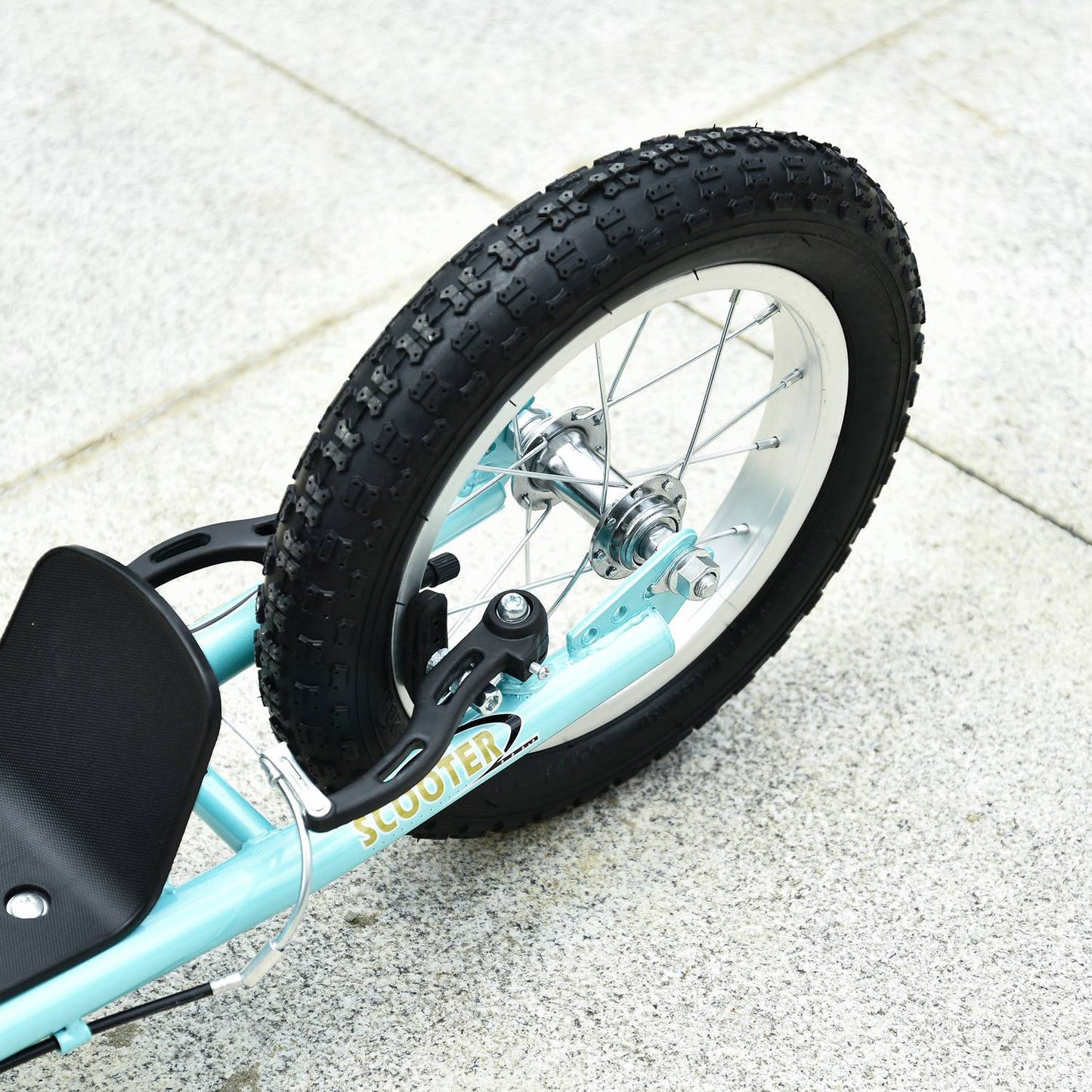 Children's scooter from 5 years, kick scooter, city scooter for children, aluminum, 120 x 58 x 85-95 cm, light blue