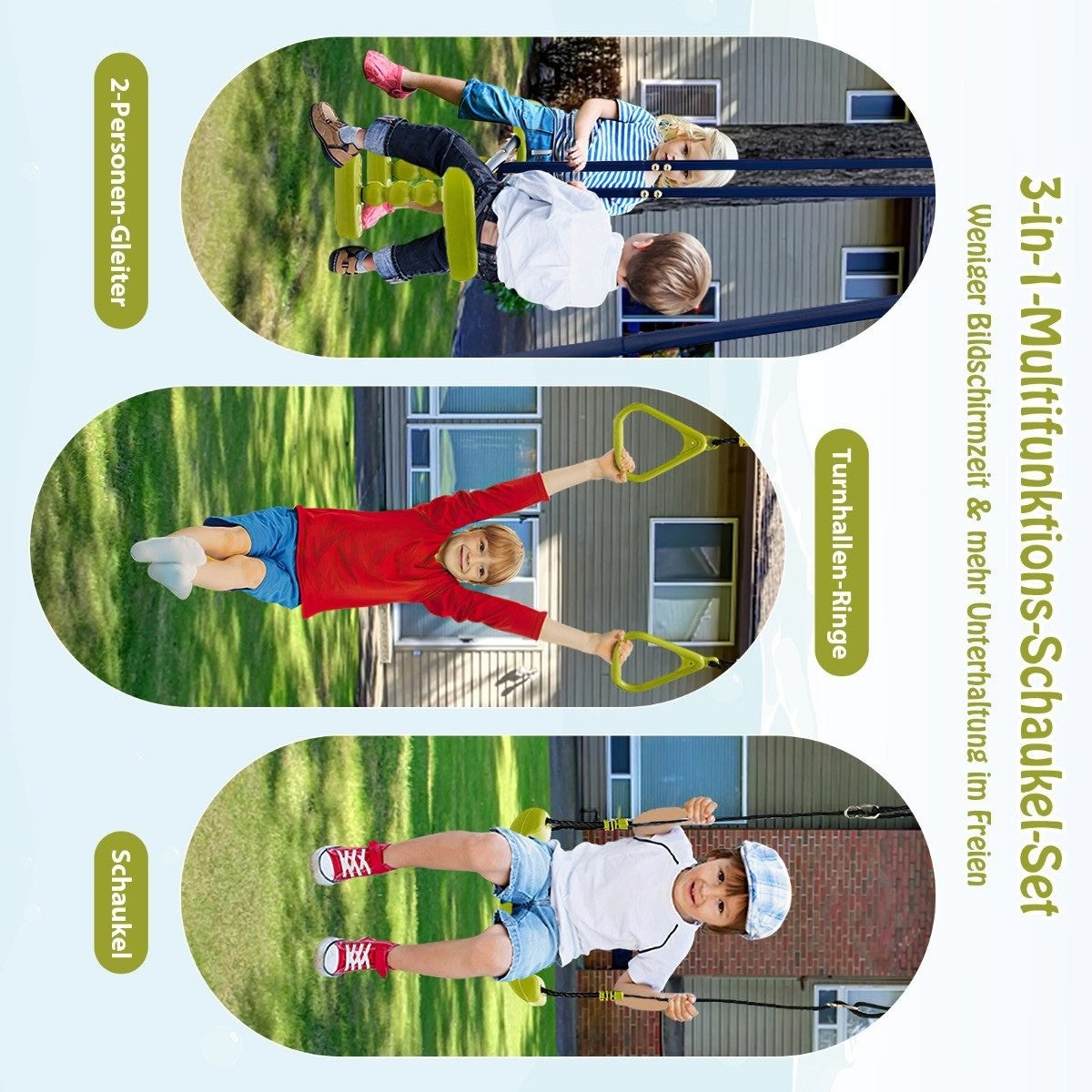 Children's swing 3-in-1 metal swing stand 278 x 142 x 177 cm