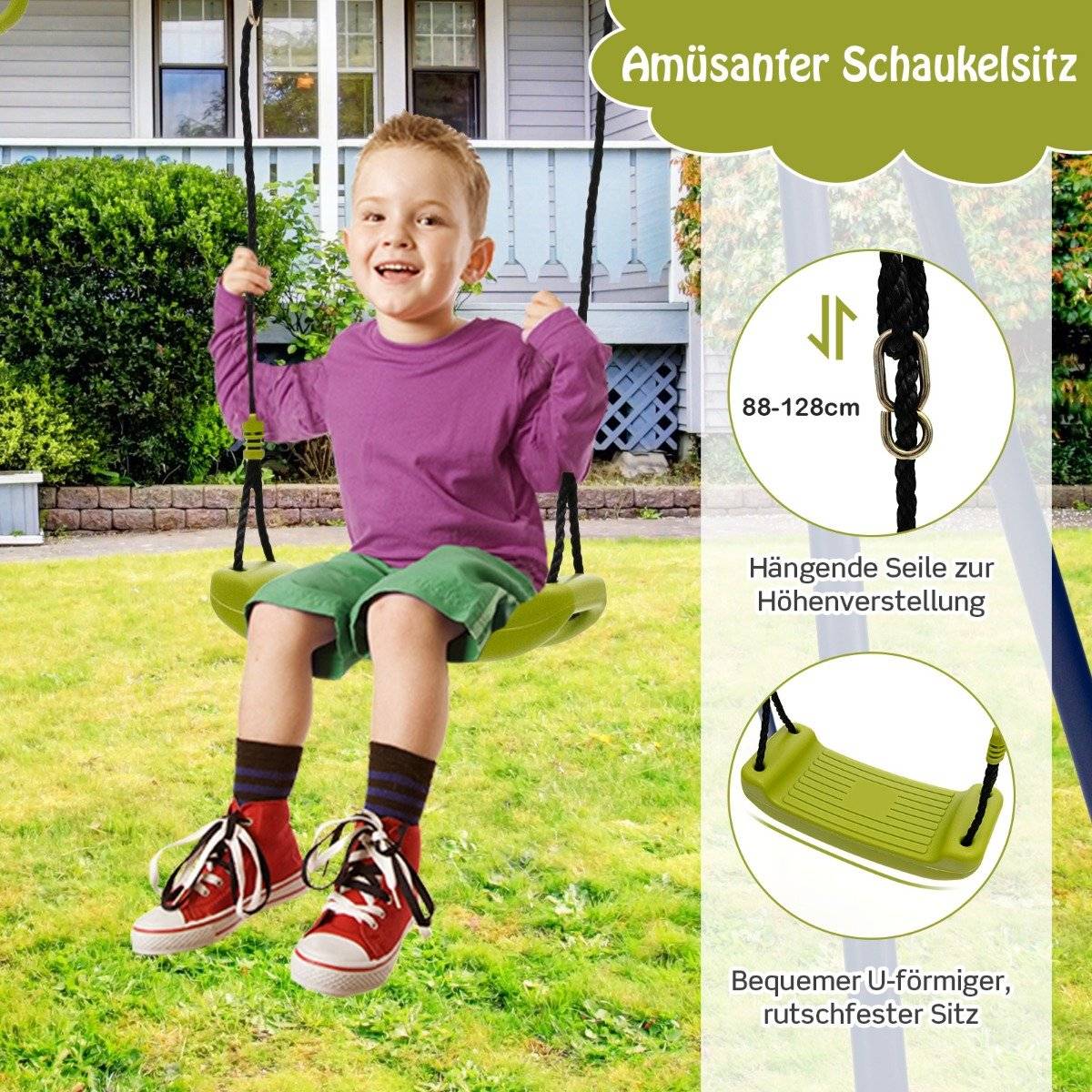 Children's swing 3-in-1 metal swing stand 278 x 142 x 177 cm