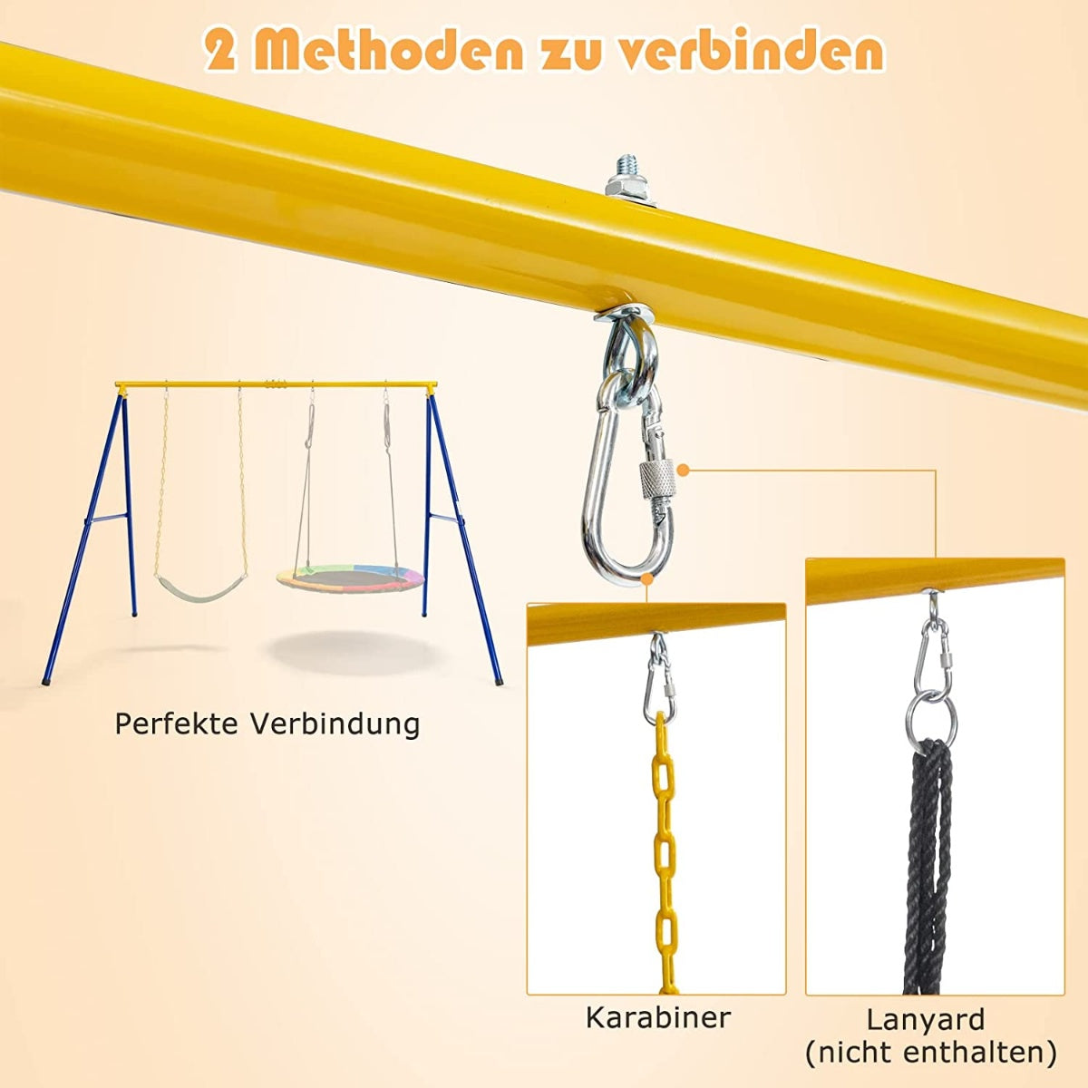 Children's swing double swing with swing frame can hold up to 300 kg (2 swings with frame)