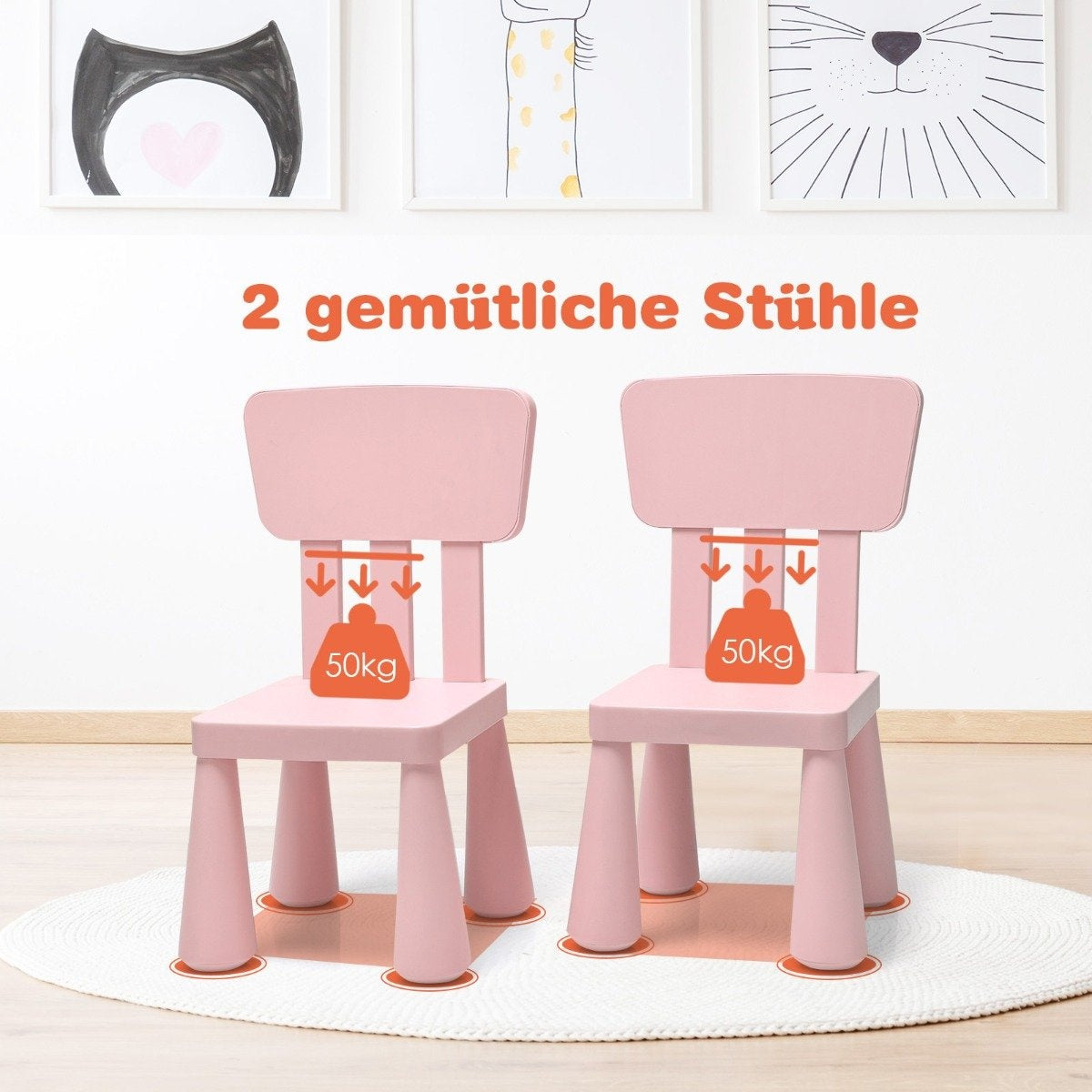 Children's table and 2 chairs 3 pieces. Children's seating group children's furniture set pink