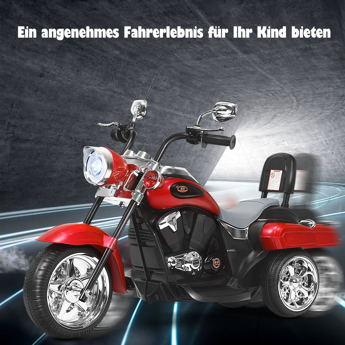 Chopper-Style Motorcycle Electric Motorcycle Children's Motorcycle Motorcycle 91 x 48 x 64 cm Red + Black