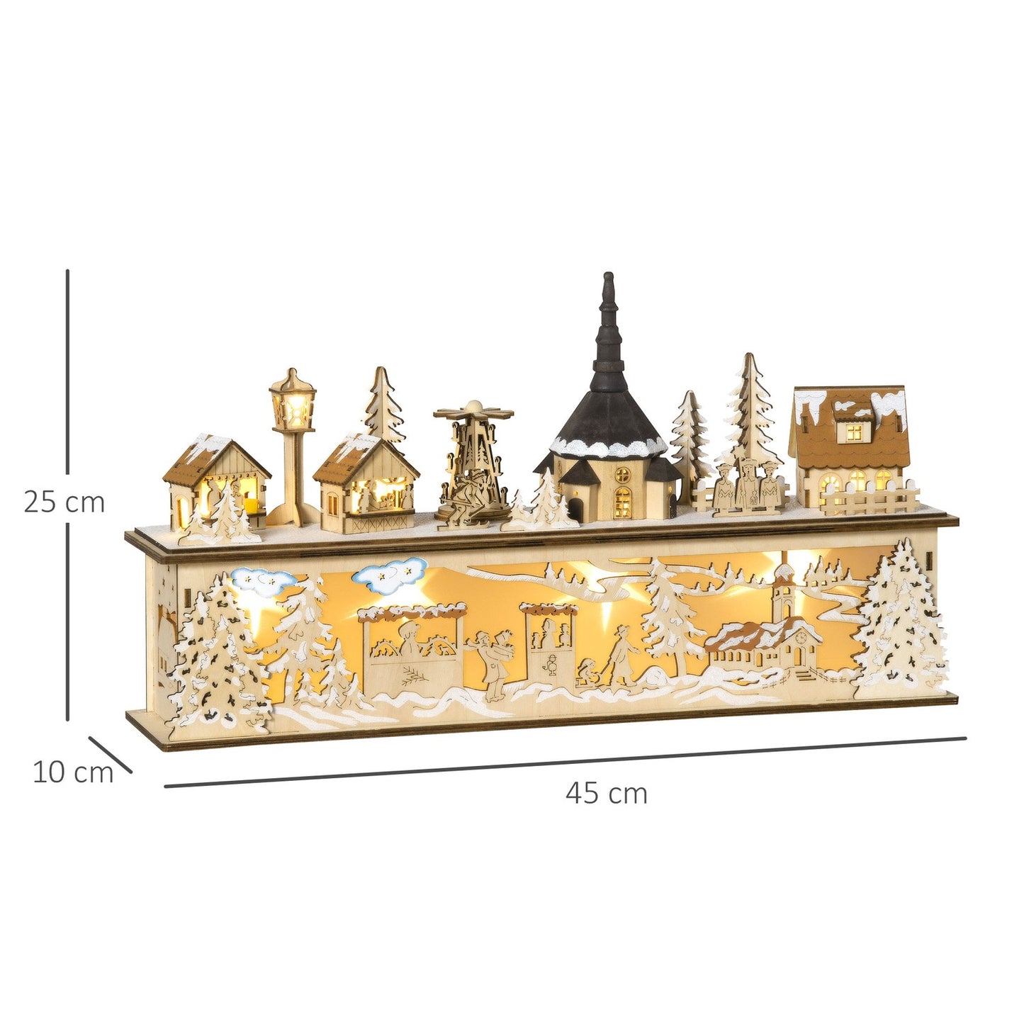 Christmas village decoration, LED-illuminated winter landscape, 45x10x25 cm