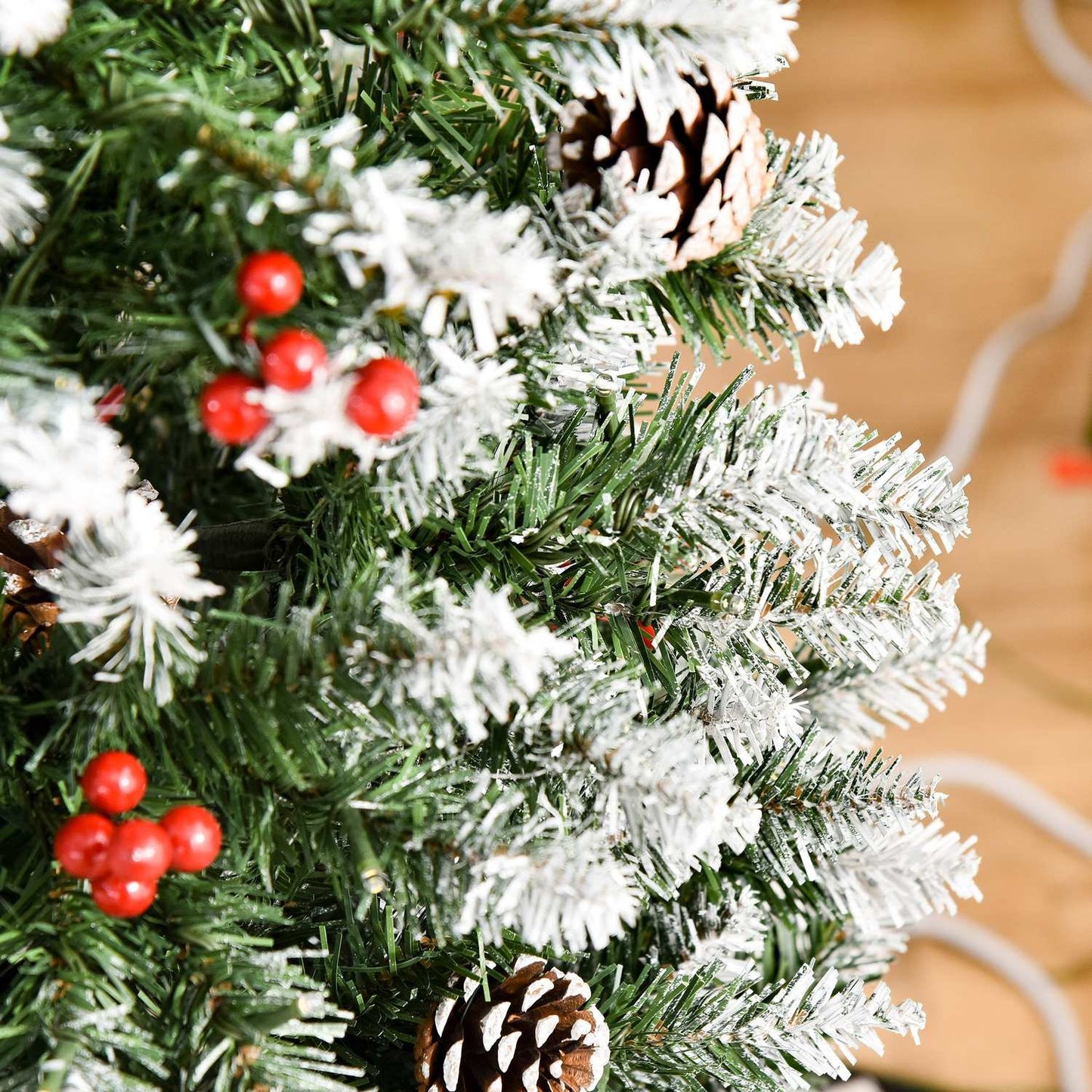 Artificial Christmas tree, 1.5 M with LED lights & red berries