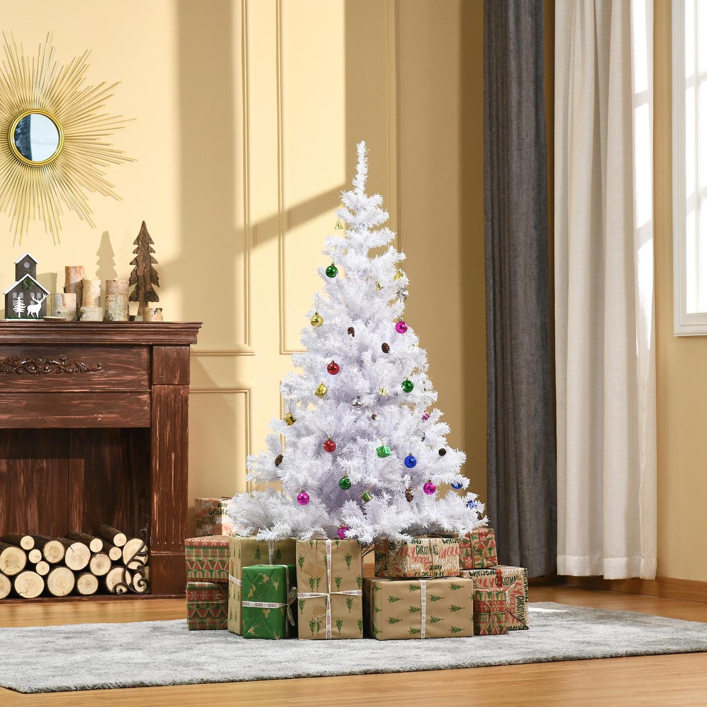 150 cm White artificial Christmas tree with decorations