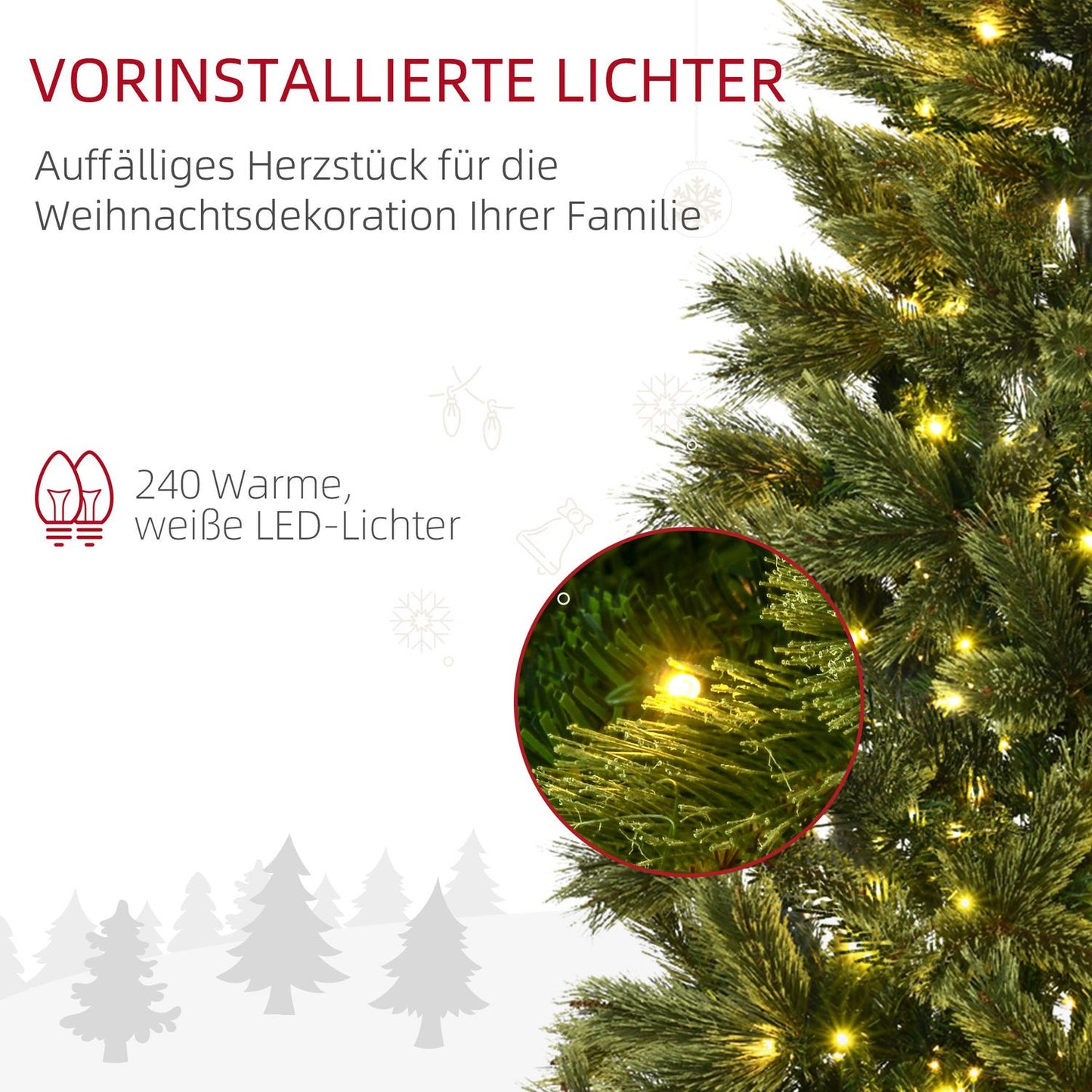 Artificial Christmas tree 180cm, 586 tips, 240 LED lights