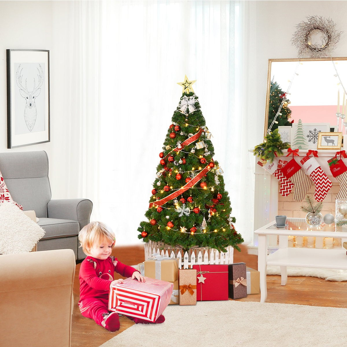 Christmas tree artificial Christmas tree with metal stand 150-240 cm green-150 cm