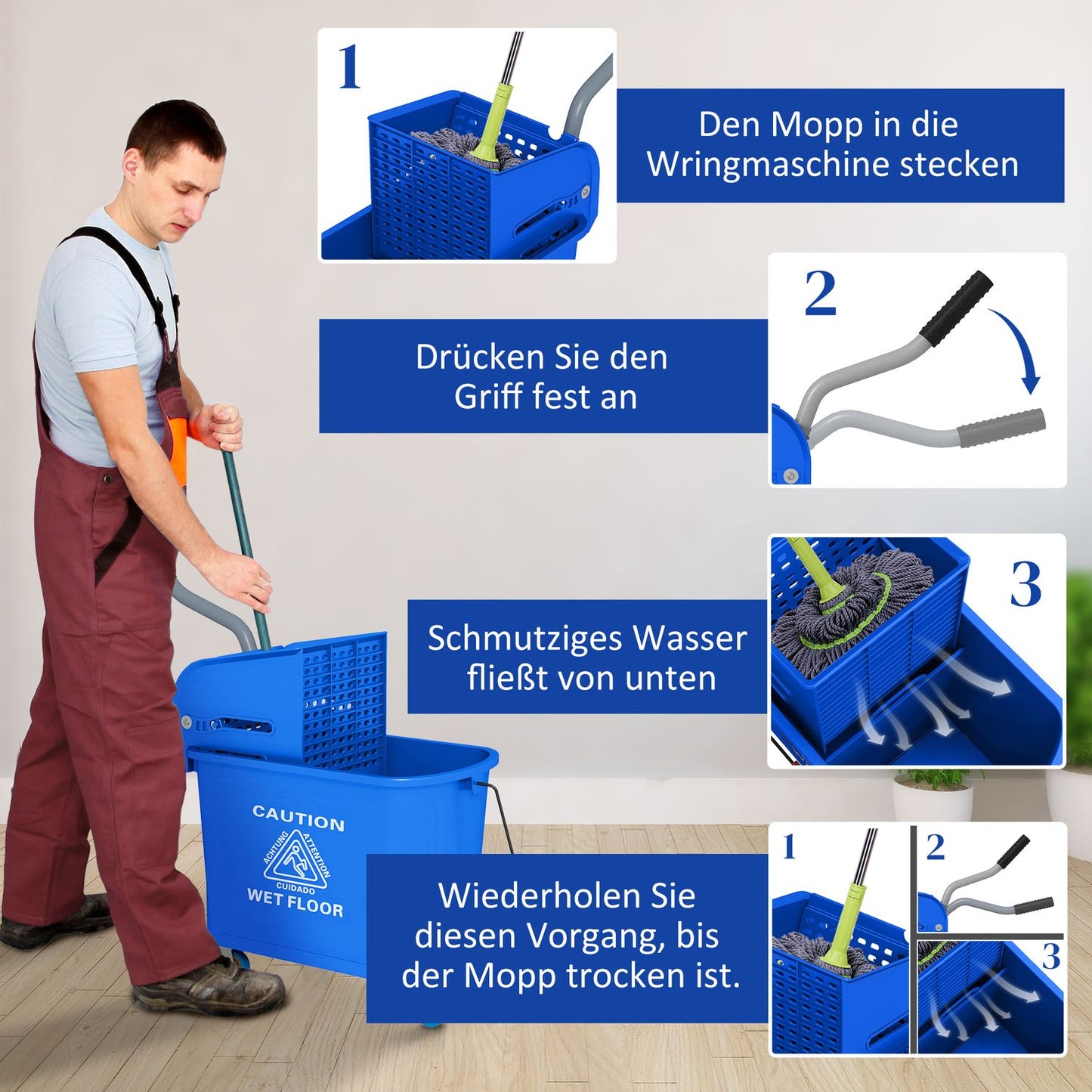 Cleaning trolley 20L with spinner and water separator